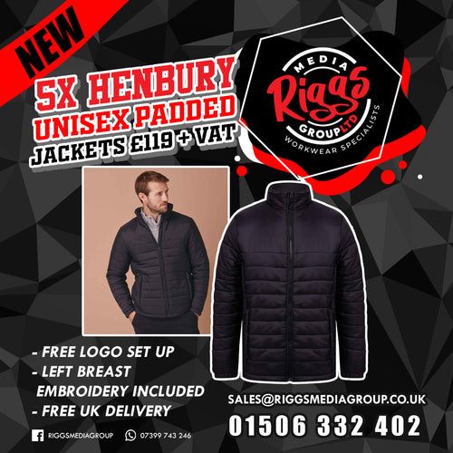 5x Henbury Unisex Padded Jackets £119