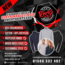 Load image into Gallery viewer, 3 Henbury Unisex Sustainable 1/4 Zip Sweatshirts £82