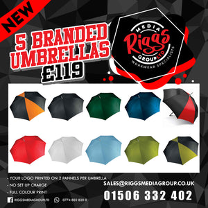 5 Branded Umbrellas £119