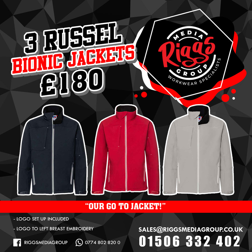 3 RUSSELL BIONIC JACKETS £180
